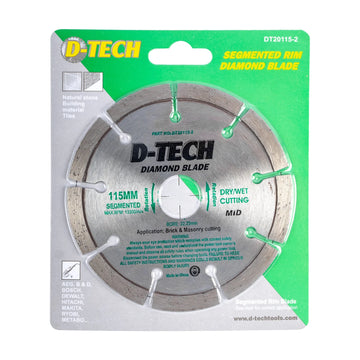 D-Tech Diamond Blade Segmented Mid 115 x 22, 23mm Screed/Cem Brick/Masonry - image 01