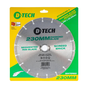 D-Tech Diamond Blade Segmented Standard. 230 x 22, 23mm Screed/Cem. Brick/Masonry - image 01