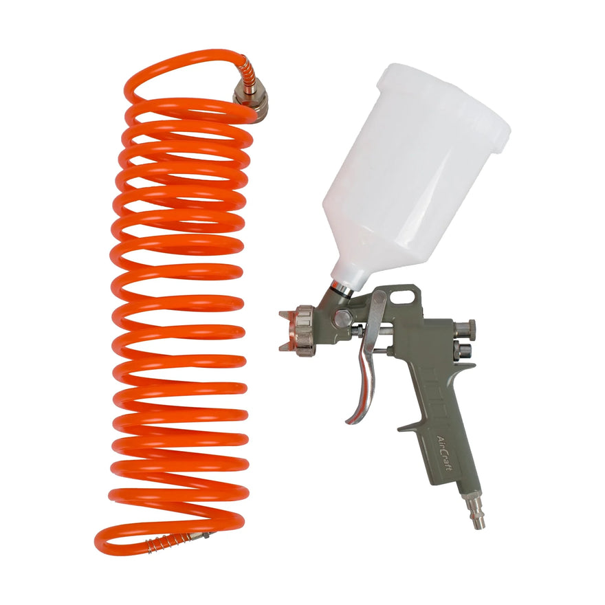 AirCraft Grav Feed Spray Gun 1.5mm Nozzle With 5M Spiral Hose - image 01
