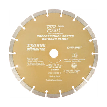 Tork Craft Diamond Blade 10mm Seg For Cutting Building Materials 230mm 22.23 - image 01