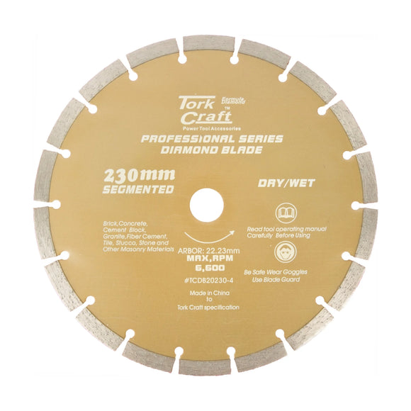 Tork Craft Diamond Blade 10mm Seg For Cutting Building Materials 230mm 22.23 - image 01