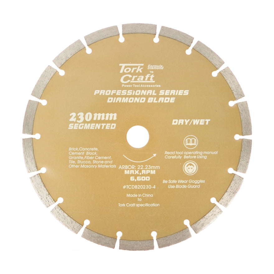 Tork Craft Diamond Blade 10mm Seg For Cutting Building Materials 230mm 22.23 - image 01