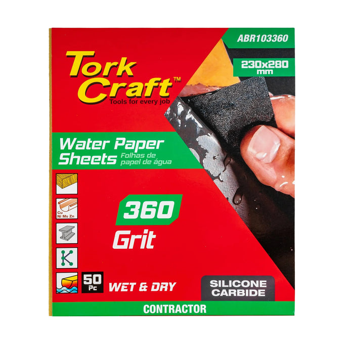 Tork Craft Water Paper 230 X 280mm 360 Grit Wet & Dry 50 Per Pack Std - image 01