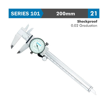 Accud Dial Caliper 200mm 0.03mm Accuracy 0.02mm Graduation Stainless Steel Shockproof - image 01