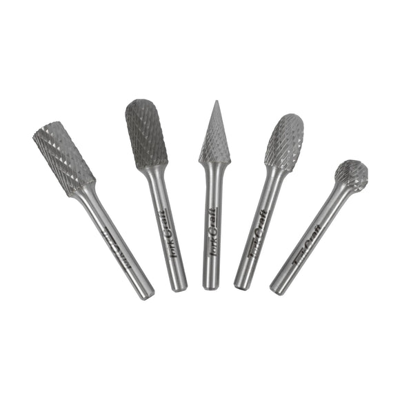 Tork Craft Rotary Burr Set 5 Piece Asstd 12mm Diameter Tungsten - image 01