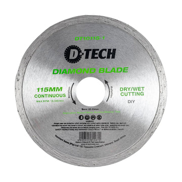 D-Tech Diamond Blade Continuous Rim 115 x 22.23mm Ceramic/Marble - image 01