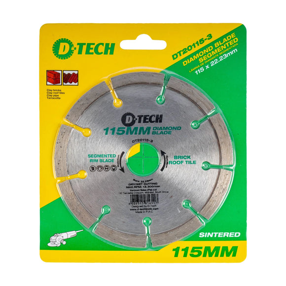 D-Tech Diamond Blade Segmented 115 x 22, 23 Cement Brick/Paving - image 01