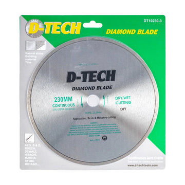 D-Tech Diamond Blade Continuous Rim 230 x 22, 23mm Ceramic/Porcelain - image 01