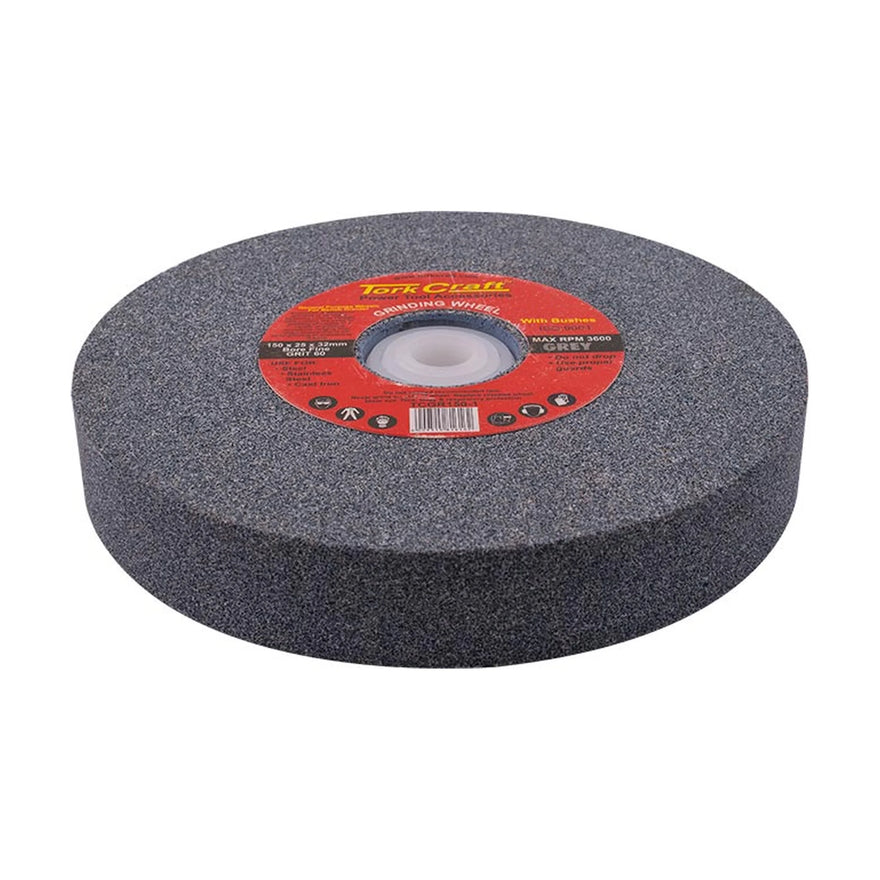 Tork Craft Grinding Wheel 150x25x32mm Bore Fine 60 Grit with Bushes For Bench Grinder - image 01