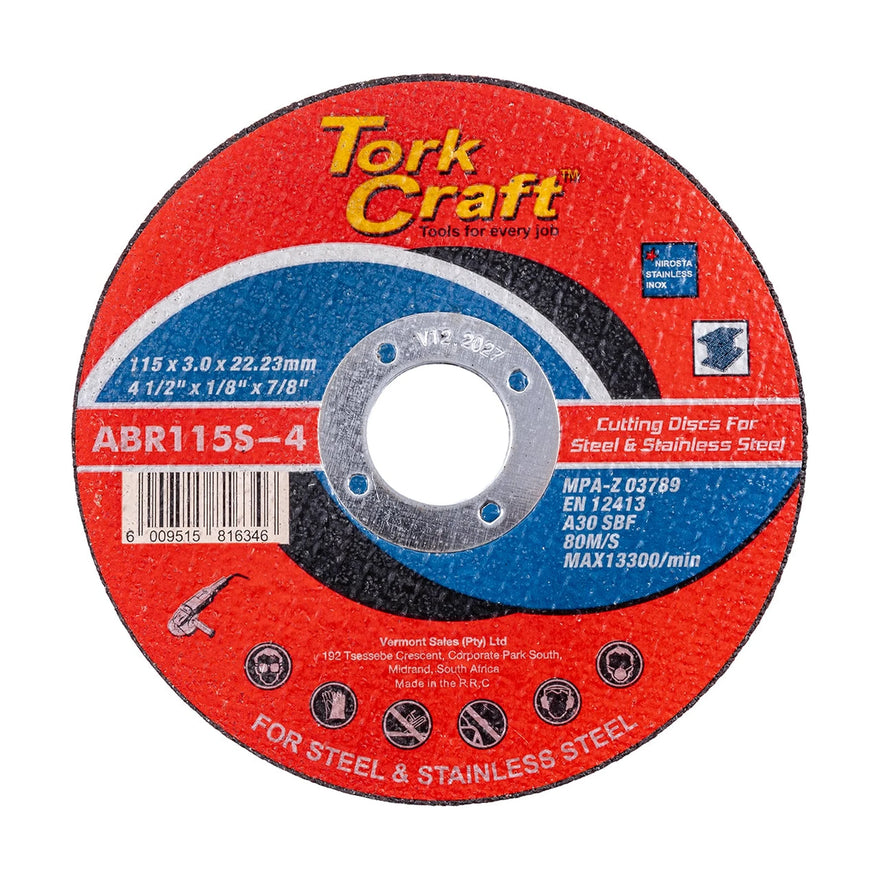 Tork Craft Cutting Disc Steel & Stainless Steel 115 X 3.0 X 22.22 Mm - image 01