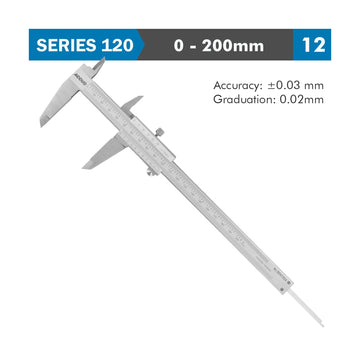 Accud Vernier Caliper 200mm 0.03mm Accuracy DIN 862 0.02mm Graduation Stainless Steel - image 01