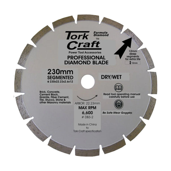Tork Craft Diamond Blade Segmented 230mm For Granite 12mm Deep Segments - image 01