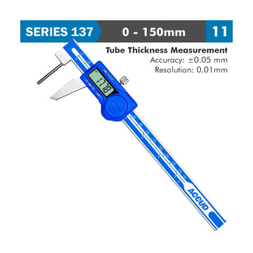 Accud Digital Tube Thickness Caliper 150mm 0.05mm Accuracy 0.01mm Resolution Stainless Steel - image 01