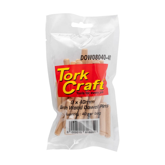 Tork Craft Dowels 8 X 40mm 40 Per Bag Birch Wood - image 01
