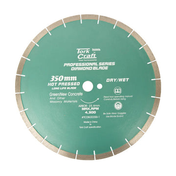 Tork Craft Dia. Blade 350x25.4mm Green/ New Concrete Hot Pressed - image 01