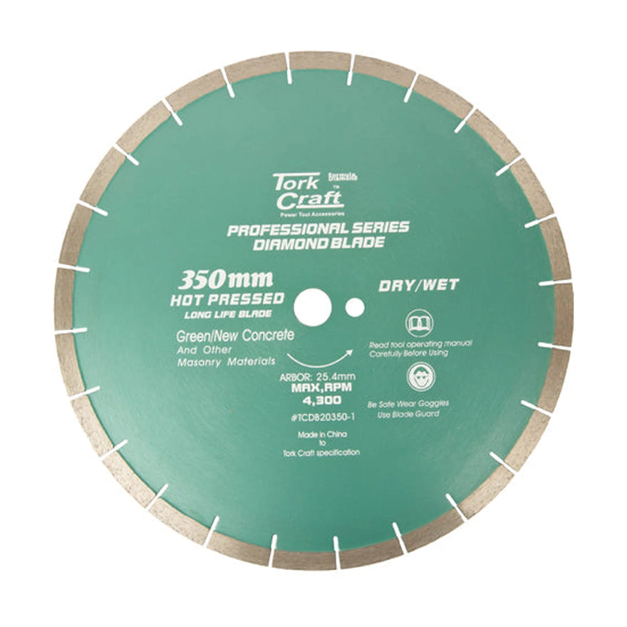 Tork Craft Dia. Blade 350x25.4mm Green/ New Concrete Hot Pressed - image 01