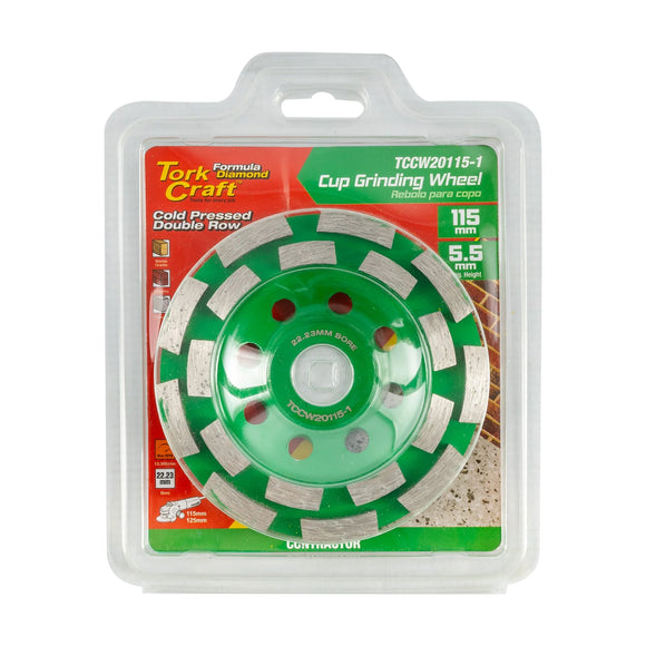Tork Craft Diamond Cup Wheel 115mm X 22.23mm Dbl Row Cold Pressed Contractor - image 01