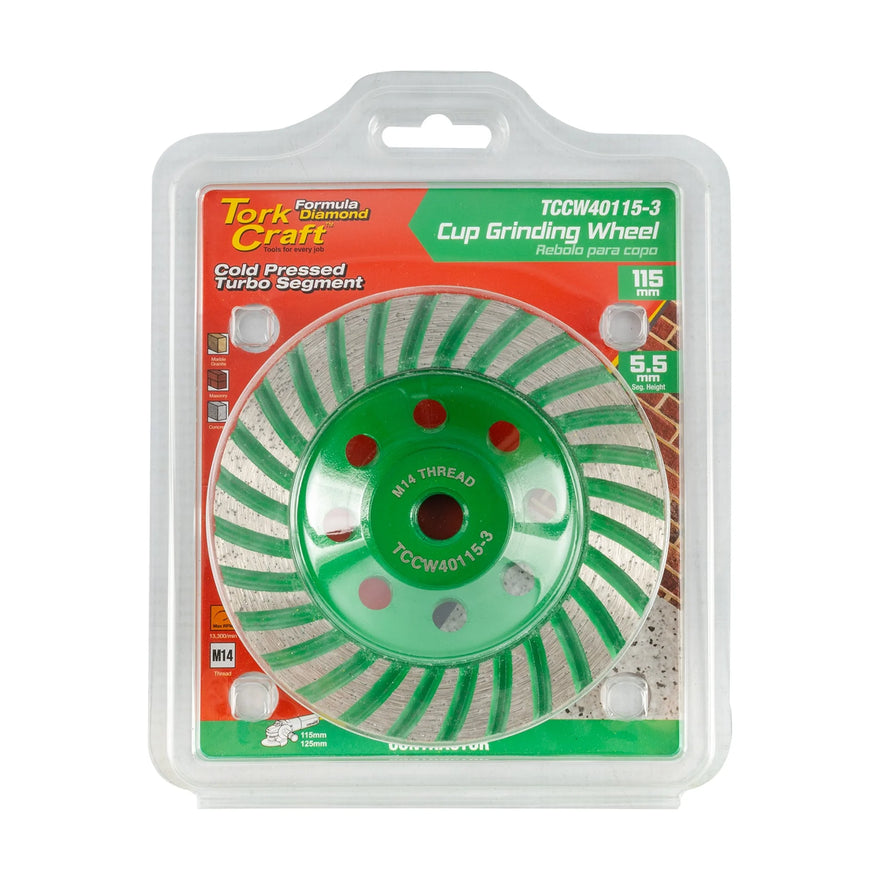 Tork Craft Diamond Cup Wheel 115mm X M14 Turbo Cold Pressed Contractor - image 01