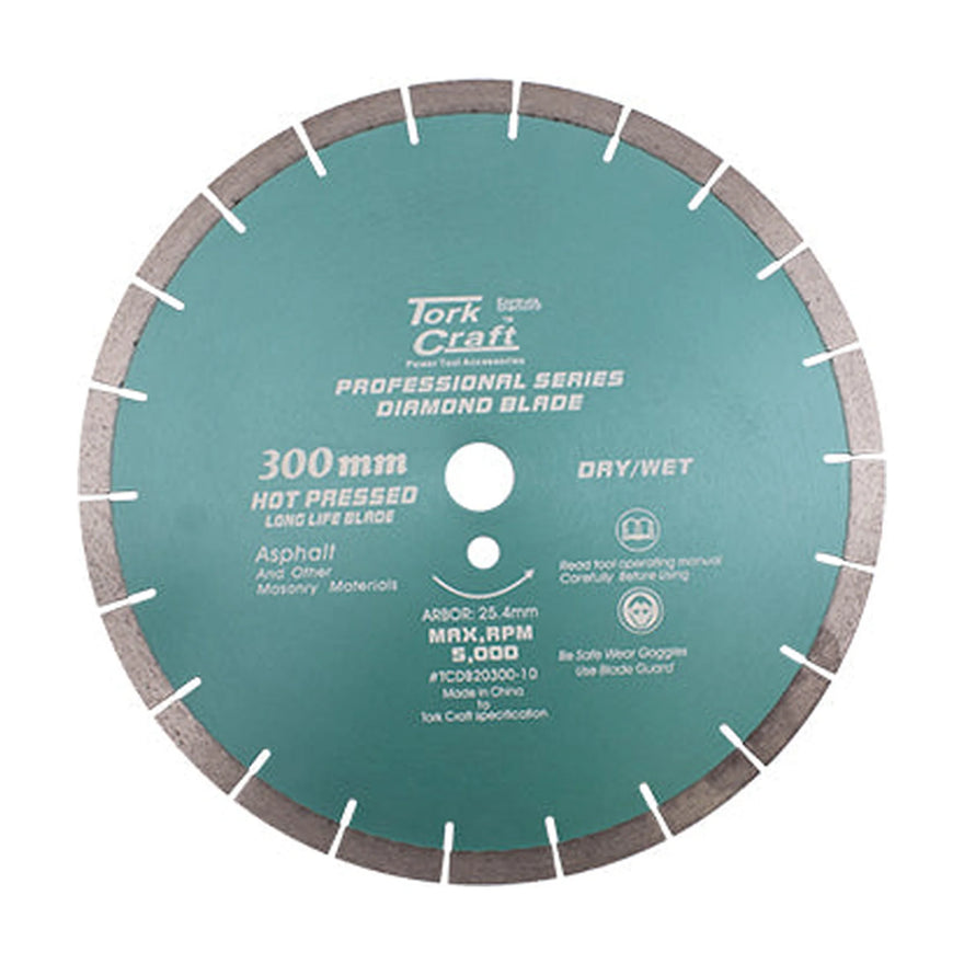 Tork Craft Diamond Blade 300 X 25.4mm Asphalt Hot Pressed Segmented Tar - image 01