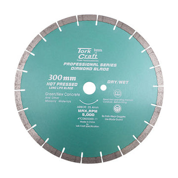 Tork Craft Diamond Blade 300 X 25.4mm Green / New Concrete Hot Pressed Segmented - image 01