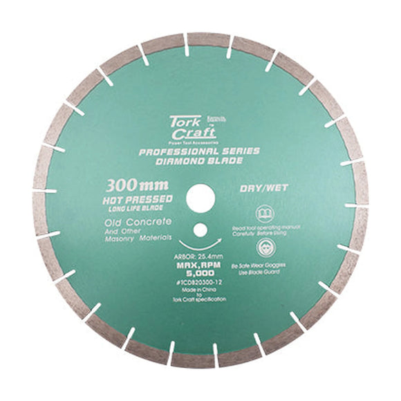 Tork Craft Diamond Blade 300 X 25.4mm Old Concrete Hot Pressed Segmented - image 01