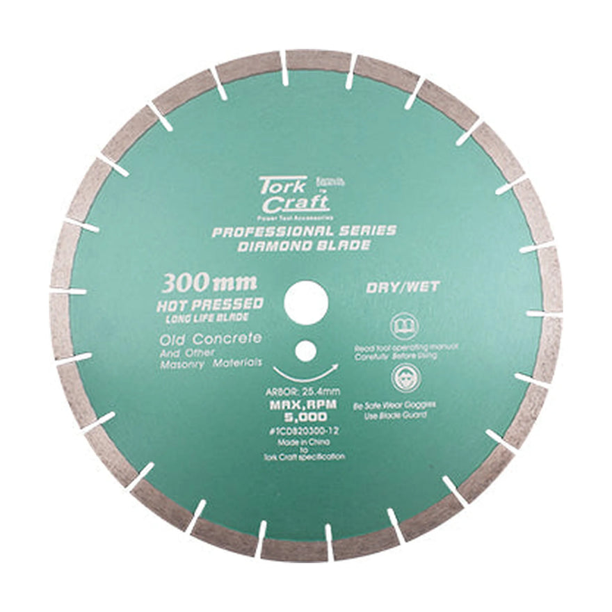 Tork Craft Diamond Blade 300 X 25.4mm Old Concrete Hot Pressed Segmented - image 01