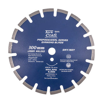 Tork Craft Diamond Blade 300 X 25.4mm Asphalt Laser Welded Segmented Tar - image 01