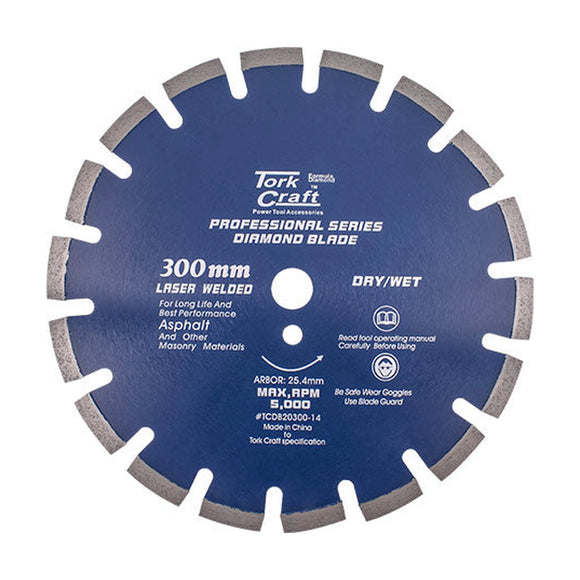 Tork Craft Diamond Blade 300 X 25.4mm Asphalt Laser Welded Segmented Tar - image 01
