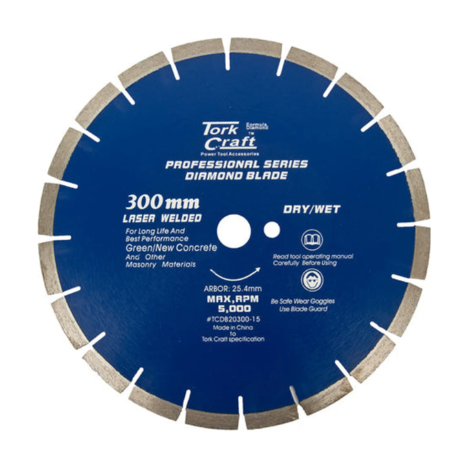 Tork Craft Diamond Blade 300 X 25.4mm Green / New Concrete Laser Welded Segmented - image 01