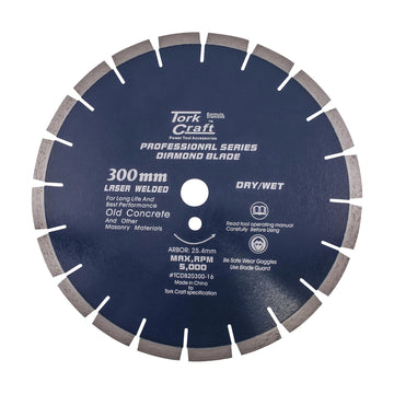 Tork Craft Diamond Blade 300 X 25.4mm Old Concrete Laser Welded Segmented - image 01