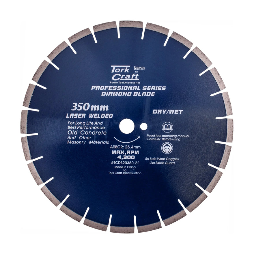Tork Craft Diamond Blade 350x25.4mm Old Concrete Laser Welded Segmented - image 01