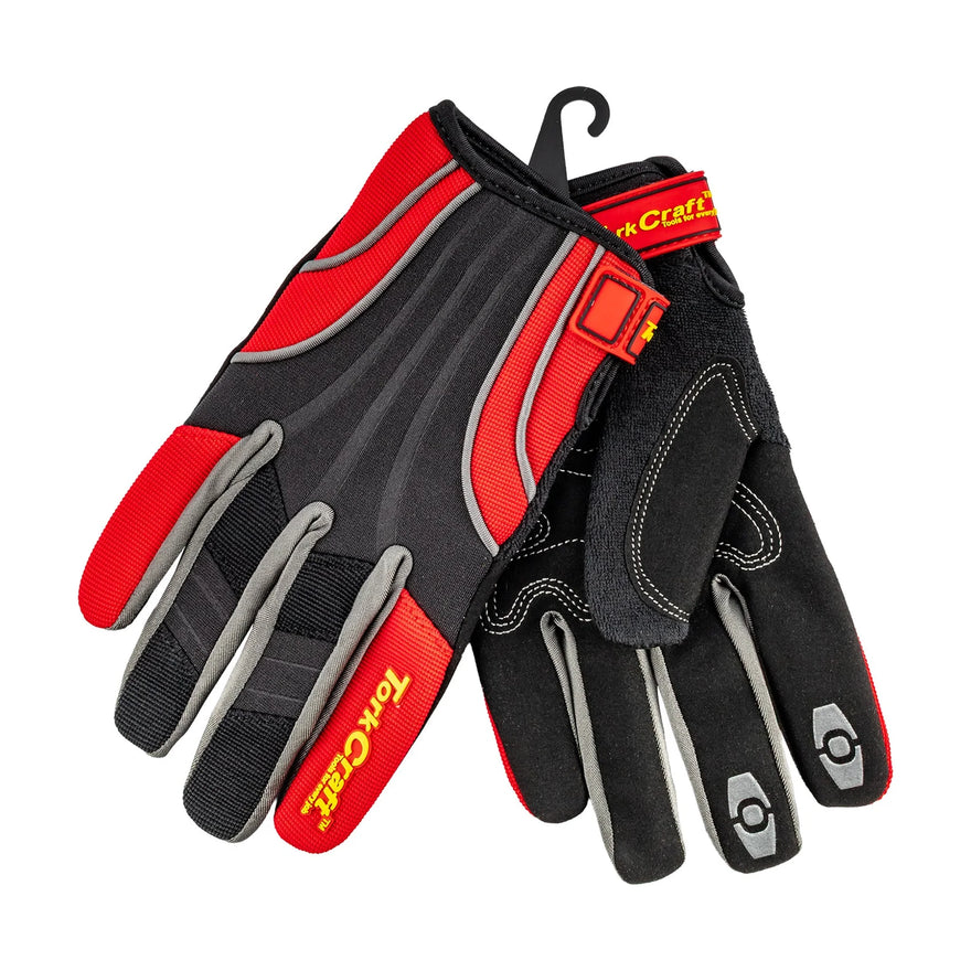 Tork Craft Mechanics Glove Medium Synthetic Leather Reinforced Palm Spandex Red - image 01