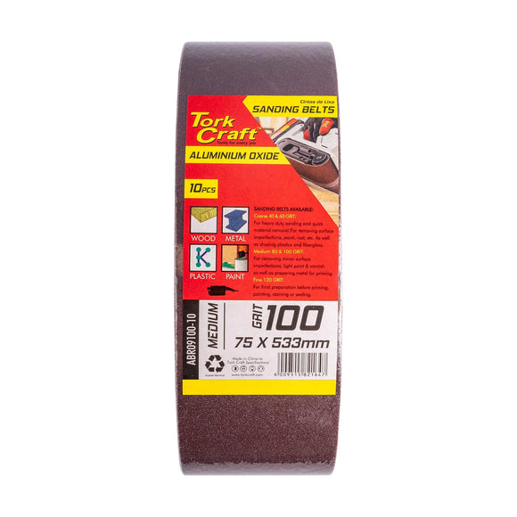 Tork Craft Sanding Belt 75 X 533mm 100 Grit 10 Pack - image 01