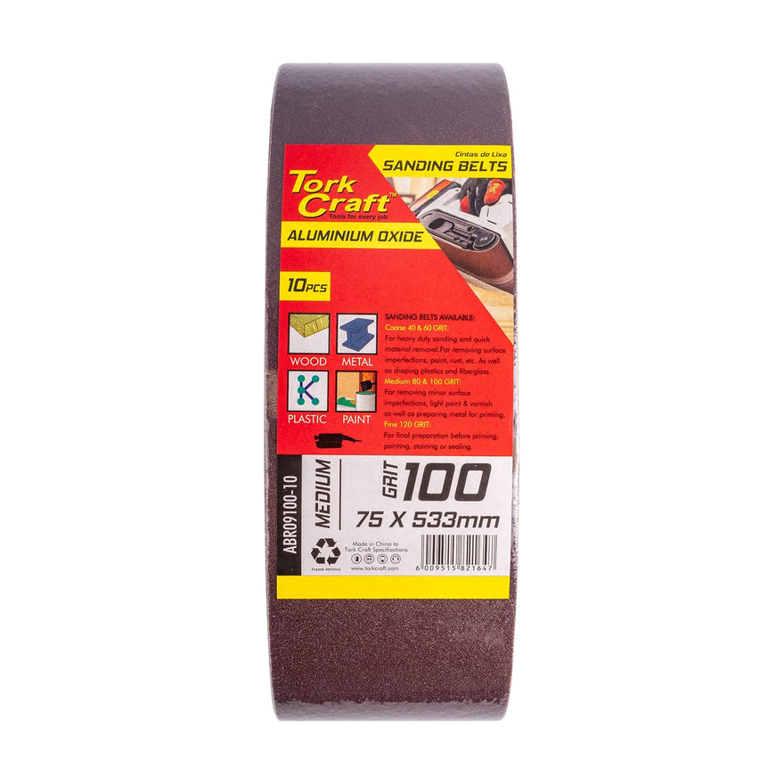 Tork Craft Sanding Belt 75 X 533mm 100 Grit 10 Pack - image 01