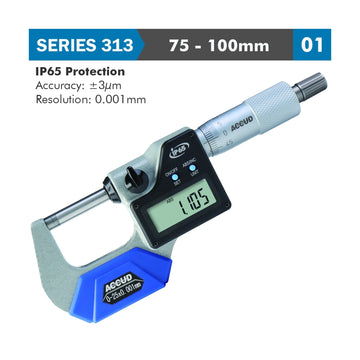 Accud Digital Outside Micrometer 75-100mm 0.003mm Accuracy Ip65 0.001mm Resolution - image 01