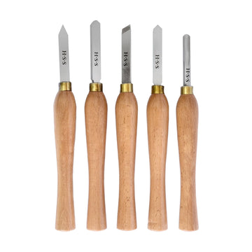 Tork Craft Chisel Set Wood Turning 270mm HSS 5 Piece Wood Case - image 01