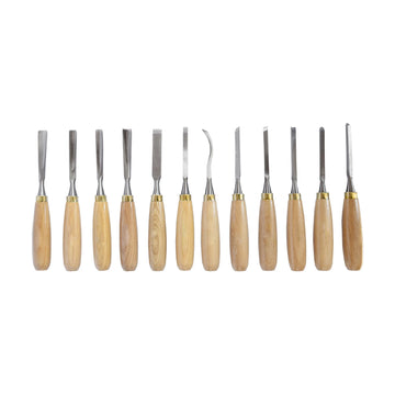 Tork Craft Chisel Set Wood Carving 12piece In Leather Pouch - image 01