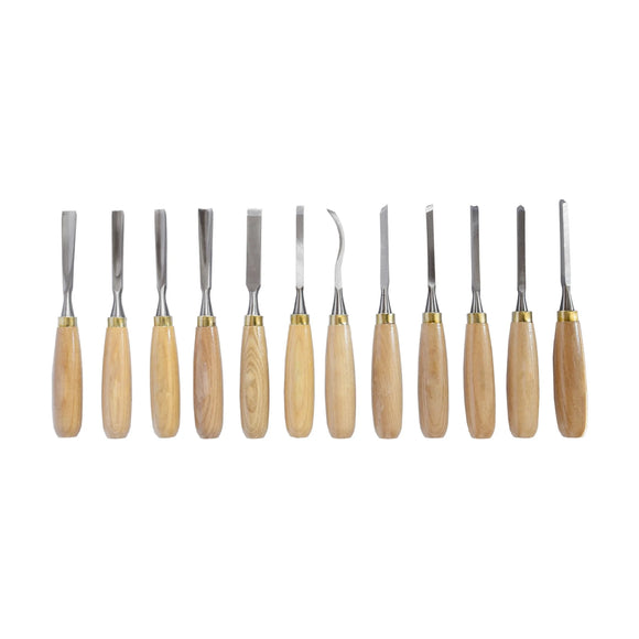 Tork Craft Chisel Set Wood Carving 12piece In Leather Pouch - image 01