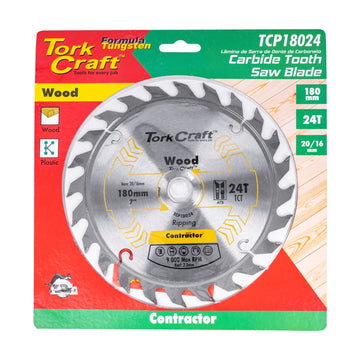 Tork Craft Blade Contractor 180 X 24t 20/16 Circular Saw TCT - image 01
