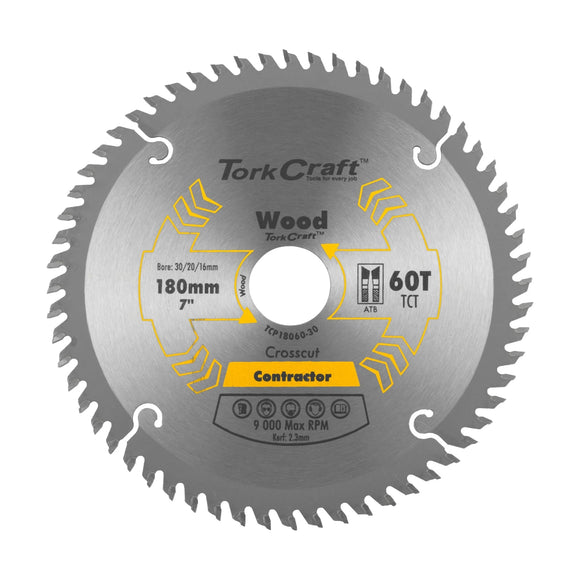 Tork Craft Blade Contractor 180 X 60t 30/20/16 Circular Saw TCT - image 01