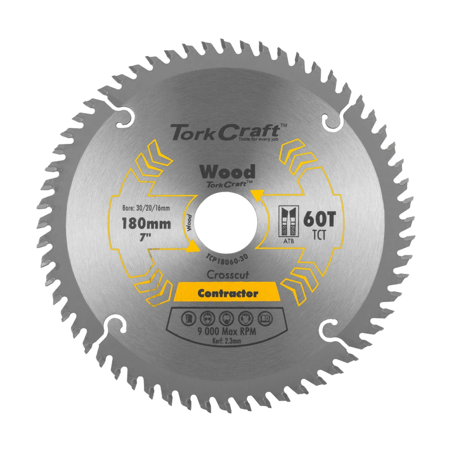 Tork Craft Blade Contractor 180 X 60t 30/20/16 Circular Saw TCT - image 01