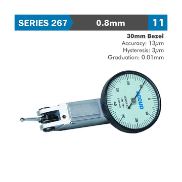 Accud Dial Test Indicator 0.8mm 30mm Bezeld 0.013mm Accuracy 0.01mm Graduation - image 01
