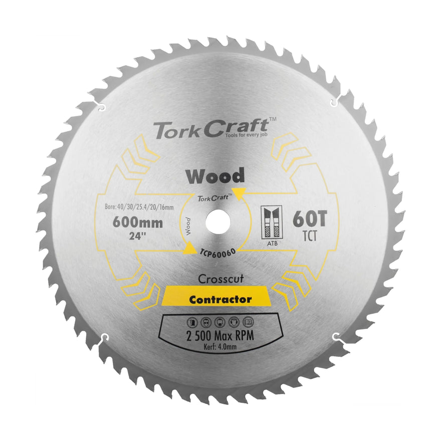 Tork Craft TCT Saw Blade 600x60t 4mm Kerf 40/30/1/20/16 - image 01