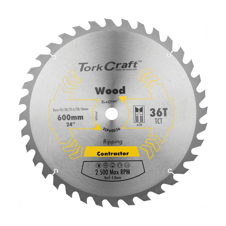 Tork Craft TCT Saw Blade Ripping 600x36t 40/30/25.4/20/16 - image 01