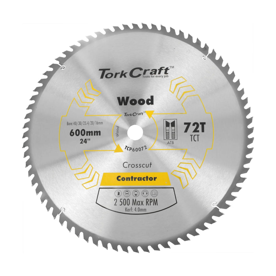 Tork Craft TCT Saw Blade Rip & Cross 600x72t 40/30/25.4/20/16 - image 01