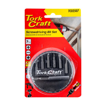Tork Craft Screwdriver Bit Set 7pcs (PH1, PH2, PZ1, PZ2 Slotted 6mm & 7mm) - image 01
