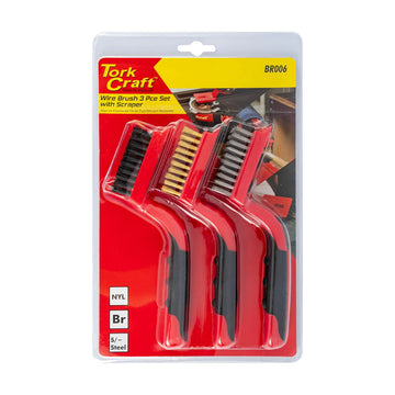 Tork Craft Soft Grip Wide Brush Set Brass Stainless Nylon In Blister TCW - image 01