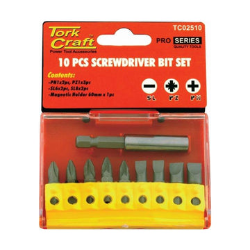 Tork Craft Screwdriver Bit Set 10pcs(PH2 x2.pz2x3slotted6mmx2.8mmx2) - image 01