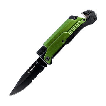Tork Craft Knife Survival Green With LED Light & Fire Starter In Double Blister - image 01