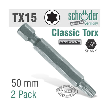 Schroder Torx TX15 Classic Power Bit 50mm 2 Pack - image 01